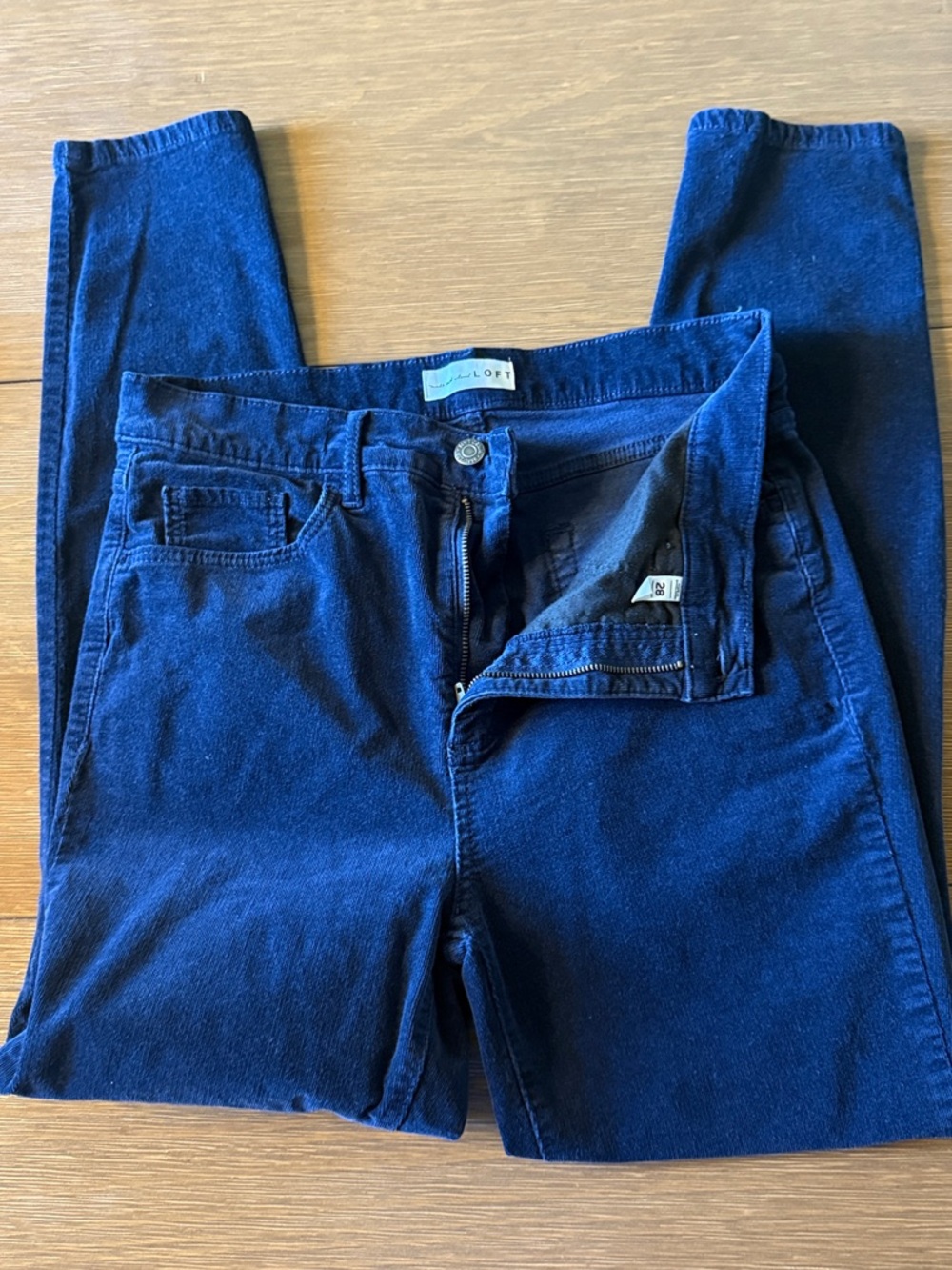LOFT Women's Dark Navy Skinny Corduroy Pants